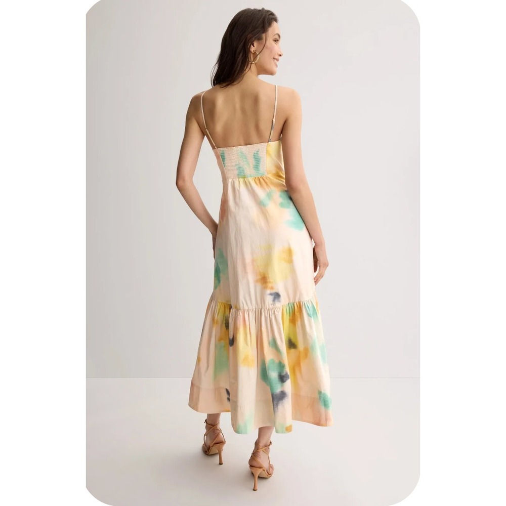 A.L.C. Lindsey Midi Dress Cream Watercolor Tie Dye Sleeveless Pockets Sz 0 - Picture 4 of 14